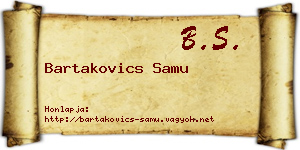 Bartakovics Samu névjegykártya